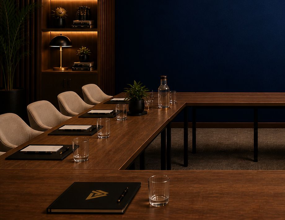 Salle de réunion préparée pour un séminaire